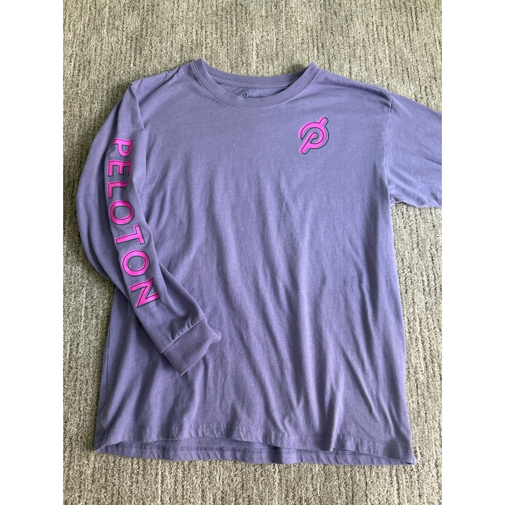 Peloton Womens Medium Purple Long Sleeve Graphic T-Shirt Bring Your Grit Logo